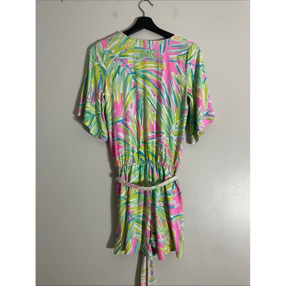 Lilly Pulitzer Romper Cotton Jersey Tropical Palm Print S Resortwear - Picture 10 of 12